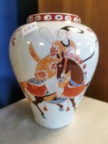 Turn of the Century Antiqe Japanese Porcelain Warrior Vase - w/six character marks to base - 17cm hi