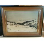 Print on Board 'Pennine Valley in Winter' by Peter Brook (1927-2009)