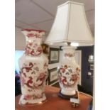 Large Masons Mandalay Red Floral Lamp & Vase