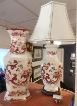 Large Masons Mandalay Red Floral Lamp & Vase