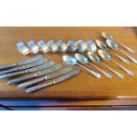 Collection of Hallmarked Silver Cutlery inc Silver-Handled Knives + 6 Afghan Silver Marked Spoons -