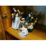 Royal Doulton Figures inc 'The Old Balloon Seller', 'Balloon Girl' and 'Biddy Penny Farthing'