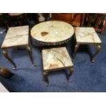 4pc Onyx & Brass Table Set