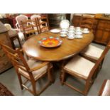 Ercol Oak Dining Table & Six Chairs - VGC