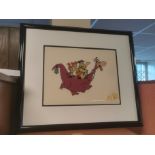 Limited Edition Hanna Barbera Flintstones Serigraph Cartoon Cell - Ride Em Dino