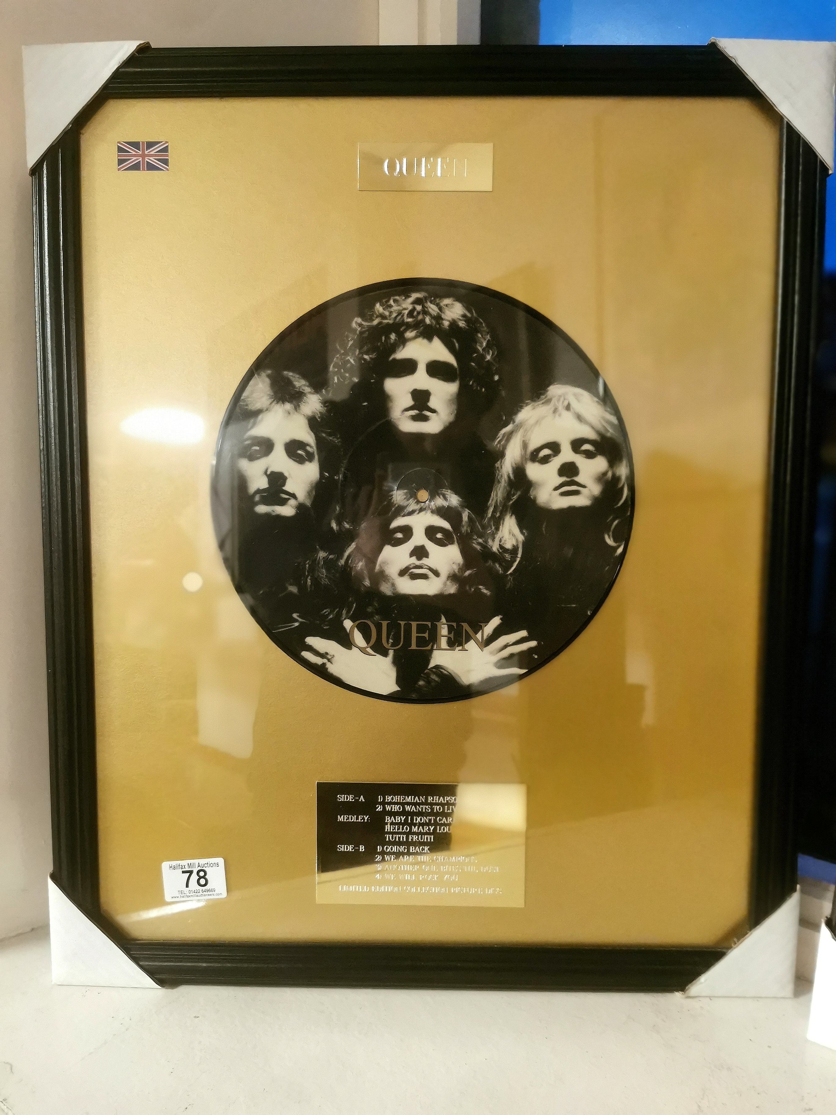 Queen Freddie Mercury Commemorative Framed Picture Disc - Queen Gold Double LP