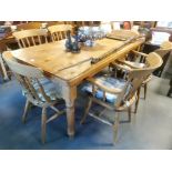 Pine Farmhouse Table & Six Chairs