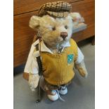 Steiff Golf Golfer Teddy Bear w/certificate and bag