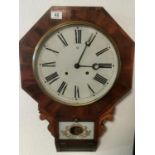 American Antique Waterbury Clock Company Drop Dial Wall Clock - 63cm high