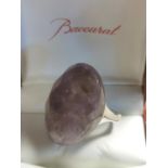 Baccarat French Large Silver 925 Ameythst Stone Ring