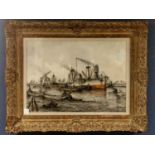 Well-Framed Maritime Art Watercolour by Dutch Artist Wim Bos (1906-1974) - 74x95cm