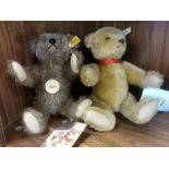 Pair of White and Yellow Label Classic Steiff Teddy Bears