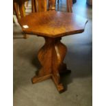 Yorkshire Oak Bespoke Side Table with Mad-Hatter/Snail Motif - 42cm high