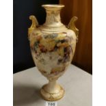 1880's Royal Worcester Large Floral Blush & Spiderweb Urn Vase - 31.5cm high