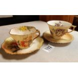 1880's Royal Worcester & Nautilus Porcelain Pair of Floral Blush Tea Service Sets w/puce marks to ba