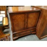 Walnut and Inlaid Wood Vintage TV Cabinet