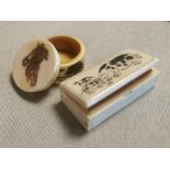 Pair of Early Chinese/Oriental Bone Snuff Boxes