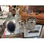 Collection of Hallmarked Silver Topped Scent Bottles & Picture Frame