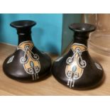 Pair of 1920's Shelley Orange & Black Butterfly Vases