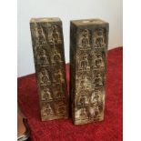 Pair of Egyptian Style Hard Stone Heavy Candlesticks