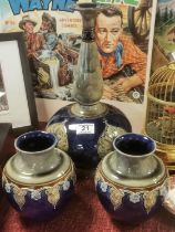 Trio of Royal Doulton Lambeth Stoneware Vases
