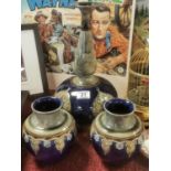 Trio of Royal Doulton Lambeth Stoneware Vases