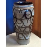 Retro Grey & Black Delphis Style Poole Pottery Vase - from the Con Cluskey (The Bachelors) Estate -