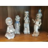 Quartet of Lladro-Style Spanish Figures inc Clowns by Casades