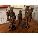 Trio of Oriental/Chinese Wooden Figures
