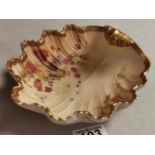 Late 19th Century Antique Royal Worcester Clam Shell Floral Blush Dish - 15.5sq by 7.5cm high - w/pu