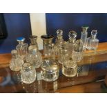 Large Collection of Hallmarked Silver Topped Scent Bottles