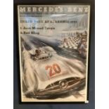 Large Framed Formula 1 Motor Racing Advertising Poster Print - Grand Prix at Frankrig 1954 Fangio -