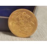 Cased 1925 King George V Full Gold 22ct Sovereign Coin - 8.00g