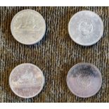 Quartet of Silver Canada Canadian Dollar Coins Currency