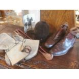 Horse Riding Helmet, Crop, Shoes and Photo etc - part of the Con Cluskey (The Bachelors) Estate Sale