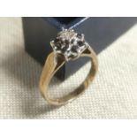 9ct Gold, Diamond & Sapphire Ring, size N