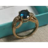 9ct Gold London Blue Topaz Dress Ring,size N+0.5
