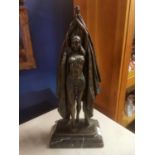 Vintage Metallic Cold-Cast Cleopatra/Salome Figure - possibly Bronze - approx 16" high
