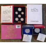 1974 Swaziland Coinage Set + Three Sets of Sterling Silver Commemorative Coin Sets from Singapore, S