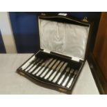Cooper Brothers & Sons of Sheffield 12pc Hallmarked Silver & Mother of Pearl Cased Cutlery Service -