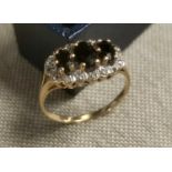 9ct Gold, Diamond & Sapphire Ring, size R