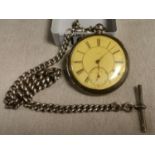 1882 Silver William Hammon of Chester Pocketwatch & Albert Chain - combined weight 183g