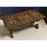 Antique Early Arts & Crafts Carved Miniature Table - Apprentice Piece - 28x13.5x11.5cm