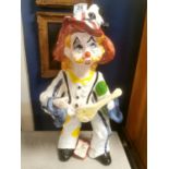 Italian Capodimonte Ceramic Minstrel/Clown Figure - approx 24" high