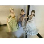 Trio of Matt Finish Lady Classical Lady Figurines inc Meg (Coalport), The Imperial Banquet (Wedgwood