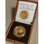 Cased 1981 22ct Gold Proof Five Pounds Coin w/certificate - 40g weight