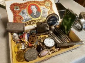Box of Various Jewellery and Ephemera inc Medals