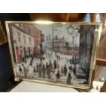 LS Lowry Industrial Town Scene Print w/19438 signature - measures 63x48cm