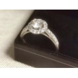 18ct White Gold and Platinum Diamond Encrusted Engagement Ring - size P