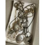 Box of Various Silver and Other Designer and Vintage Chains & Jewellery Necklaces